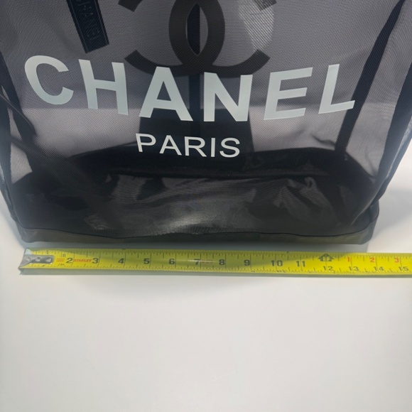Chanel Mesh Shopping Tote/shoulder bag & mesh makeup pouch~NWOT - Picture 8 of 9
